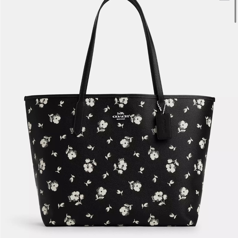 Coach City Tote Bag With Floral Print